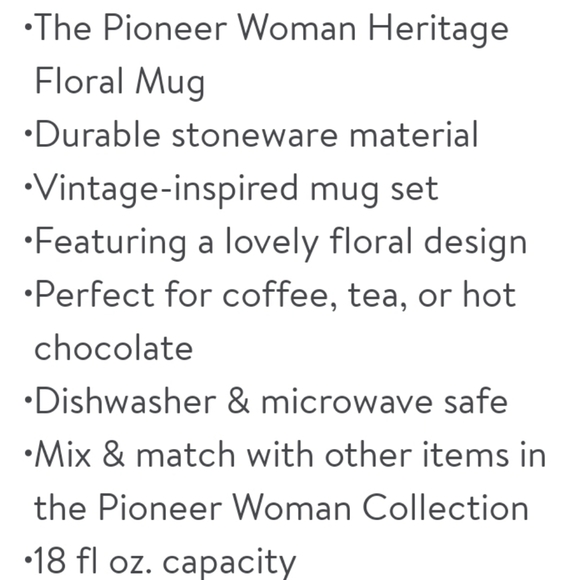 New Pioneer Woman Heritage Floral Mug - Picture 3 of 5